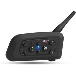EJEAS V6 Pro Interfono Moto Bluetooth 1200M 2 Persone Interphone per Moto Wireless Full Duplex Connetti Fino a 6 Motociclisti per Motociclismo Sci e Arrampicata (1 Confezione)