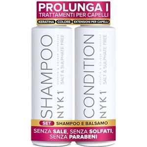 NYK1 Shampoo e Balsamo Senza Sale e Solfati per Capelli | 500ml x2