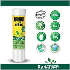 UHU Colla Stick ReNATURE 21g - Colla ecologica senza solventi, 70% naturale, con tappo a vite