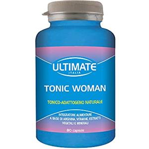 Ultimate Italia - Tonic Woman - 80 capsule - tonico adattogeno per la vitalità femminile - con maca peruviana, arginina, ginseng, ginkgo biloba e damiana, senza glutine e lattosio