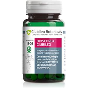 Giubileo Botanicals Integratore 100% naturale con DIOSCOREA,Trifoglio rosso,Salvia per i disturbi della menopausa (sudorazione, vampate di calore, funzionalità cutanea)-50 Caps.