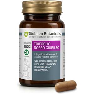 Giubileo Botanicals Integratore 100% naturale con TRIFOGLIO ROSSO Utile per il Contrasto dei Disturbi della Menopausa, con PASSIFLORA per il Fisiologico Rilassamento - 50 capsule PER 50 GIORNI DI TRATTAMENTO!!