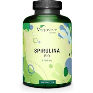 Vegavero Spirulina Bio | 4.000 al giorno - 1.000 mg per compressa | 3,9% di Ficocianina | 100% Pura e Biologica | Alga Spirulin Platensis | Certificata in Laboratorio Tedesco | Vegavero®