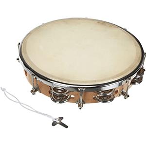 Fuzeau 590 - Tamburello, pelle naturale, 25 cm + 18 piatti