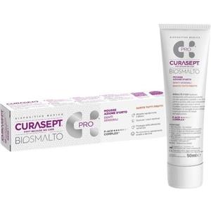 Curasept Biosmalto Mousse Denti Sensibili 50 ml - Mousse Azione d'Urto con 1450 ppm F- per Sensibilità Dentinale, Gusto Tutti Frutti