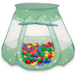 Selonis Tenda 105X90cm/100 Palline Castello Con Palline Colorate Per Bambini, Menta:Giallo/Verde/Blu/Rosso/Arancione