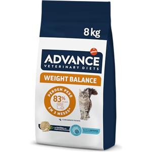 Advance Veterinary Weight Balance - Cibo secco dietetico per gatti adulti con problemi di sovrappeso, 8 kg, alto contenuto proteico e grasso ridotto