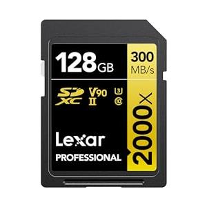 Lexar Professional 2000x Scheda SDXC 128GB UHS-II - Velocità di Lettura Fino a 300MB/s per DSLR e Videocamere 4K