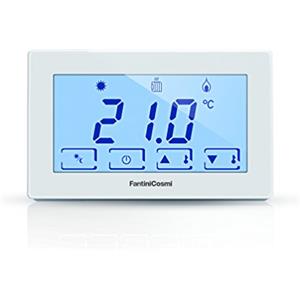 Fantini Cosmi CH120 Termostato Ambiente a Batterie con Touchscreen Retroilluminato, Bianco