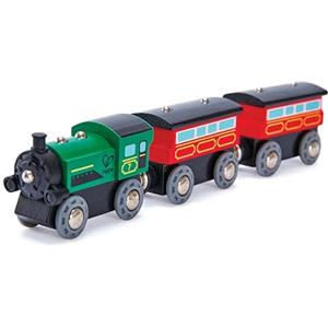 Hape Treno a vapore in legno - Locomotiva giocattolo stile classico con movimento a spinta e giunti magnetici per bambini dai 3 anni