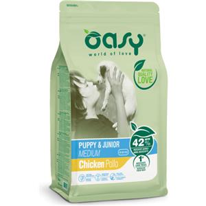Oasy Puppy & Junior Medium Pollo - Cibo Secco Completo per Cuccioli di Taglia Media, 12 Kg