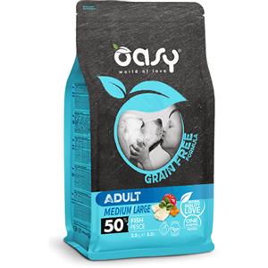 Oasy Grain Free Adult Medium Large Pesce - 12 Kg - Crocchette Monoproteiche Cane - Sped. gratis da 29€