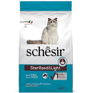 Schesir Cat Dry Sterilised & Light Pesce 1,5 kg - Croccantini per gatti - 1° ORDINE? fino al 20% di sconto