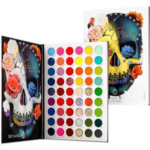 Afflano Palette Ombretti Professionali Make Up, Afflano Glitter Matte Shimmer Eyeshadow Palette Colorati,Neon Glow in Dark UV Blacklight Fluo,Tavolozza Di Ombretti Grandi a 54 Colori Occhi Ombretto La-Catrina