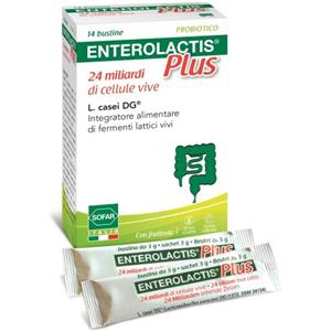 Alfasigma Enterolactis Plus - Integratore di Fermenti Lattici Vivi, 14 Bustine, Riequilibrante della Flora Intestinale con Lactobacillus casei DG