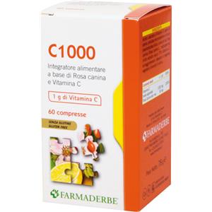 Farmaderbe Nutra C 1000 - Integratore con Rosa Canina e Vitamina C, 60 Compresse