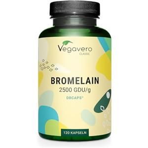 Vegavero BROMELINA Forte Drenante | 1.300 mg (5.000 F.I.P./g) | con Capsule Gastroresistenti Drcaps®: | Enzima digestivo dell'Ananas | Integratore Diuretico | Vegan | Vegavero®