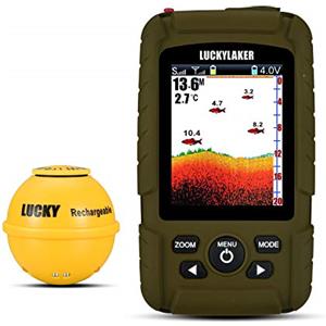 LUCKY Fishfinder Ecoscandaglio Portatile Ecoscandagli per la Pesca in profondità della Barca Palmare Impermeabile Senza Fili Trasduttore per Kayak da Pesca Rilevatori di profondità per Pesca
