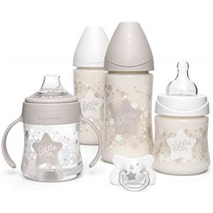 Suavinex Little Star Pack IDEA REGALO 5 PEZZI - 2 Biberon 270 ml, 2 Biberon 150 ml e 1 Succhietto 2-4 Mesi, Bianco