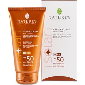 BIOS LINE Nature's Crema Solare Viso e Corpo SPF 50 - 150 ml con Acqua Unicellulare Bio di Arancia Dolce e Olio di Riso