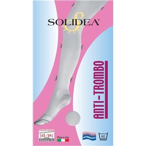 SOLIDEA Calze a Compressione Graduata Antitrombo Bianco Large - Prevenzione TVP ed Embolia