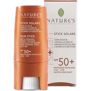 Nature's Stick Solare SPF50 - Stick Scorrevole per Zone Delicate con Acqua Bio di Arancia e Burro di Karité