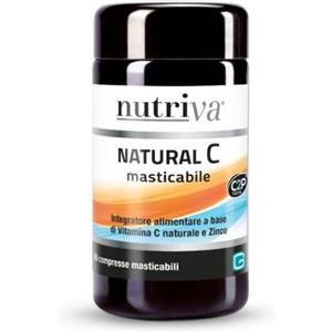Nutriva Natural C - Integratore Alimentare Masticabile con Vitamina C Naturale e Zinco, 60 Compresse, Adatto ai Vegani