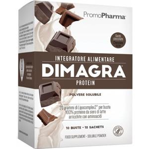 PromoPharma Dimagra Protein Cioccolato - Integratore Alimentare in 10 Bustine con Proteine Isolate da Siero di Latte