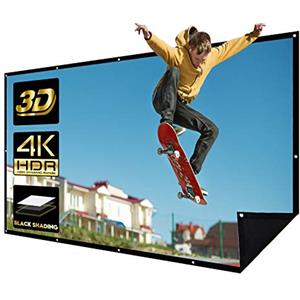 NIERBO Schermo di Proiezione 120 Schermi di Proiezione Portatile 16:9 HD 4K 3D Pieghevole Lavabile Sfondo Nero per Home Cinema Riunione Aula ed Aria Aperta