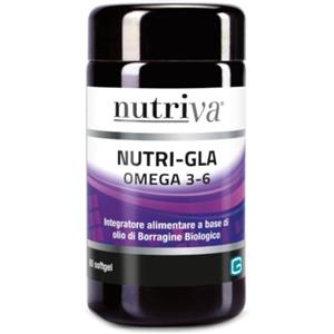 Nutriva Nutri-Gla 60 Softgel - Integratore Omega 3-6 per la pelle, privo di zuccheri e OGM