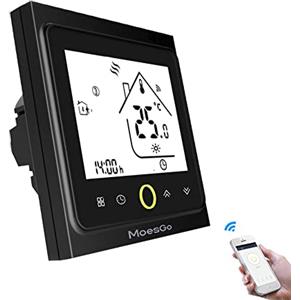 MoesGo Termostato WiFi per Caldaia a Gas/Acqua 5A,Termostato Intelligente Programmabile, compatibile con Alexa Echo/Google Home/Smart Life/Tuya App Nero