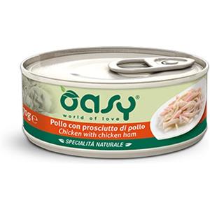 Oasy Alimento Completo per Gatti - Pollo con Prosciutto, 150 g, Senza Conservanti e Coloranti