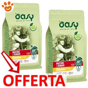 Oasy Dog Lifestage Mature e Senior con Pollo - Offerta [PREZZO A CONFEZIONE] Quantità Minima 2, Sacco Da 12 Kg