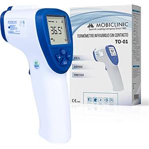 Mobiclinic®, Termometro digitale, To-01, Marchio europeo, Sensore a infrarossi, Marcatura ce, Allarme febbre, Lettura, Lcd display, Colore blu