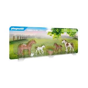 PLAYMOBIL 70682 - Famiglia di Pony con 2 Pony, 2 Puledri e Accessori per il Gioco