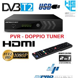 Diprogress decoder digitale terrestre DPT220HD dvb-t2 hd 10 bit doppio tuner