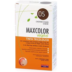 Vital Factors MaxColor Vegetal Tinta Tricologica 05 Castano Chiaro Cenere 140 ml - Ipoallergenica e Senza Para-fenilendiammina
