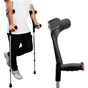 PEPE Mobility - Stampelle Ortopediche Regolabili (x2 Unità), Coppia Canadesi Antiscivolo, Nero - Made in Europe