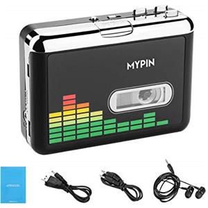 MYPIN Registratore a Cassetta Portatile, MYPIN Lettore Cassetta e Convertitore da cassetta a MP3 USB, con Auricolari Musicassetta Lettore, Nessun PC Richiesto