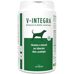 V-INTEGRA Cane Anziano 200g, Integratore Completo Ricco di Vitamine e Minerali per Dieta Casalinga e BARF, V Integra Multivitaminico Cane, Made in Italy