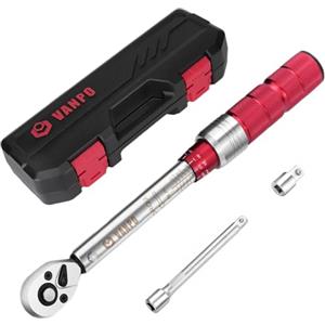 VANPO Chiave Dinamometrica 1/4, 3-25 Nm Set, Precisione ± 3% con Pulsante a Sgancio Rapido, Testa Reversibile 72T con Clic, Barra di Prolunga, Adattatore da 3/8 per Bici da Strada e Mountain, Moto