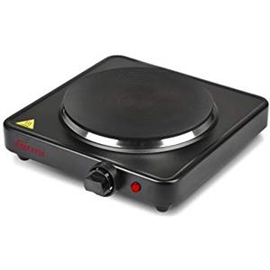 Girmi PE26 Piastra Elettrica in Ghisa, 1500 W, Singola, 5 livelli di regolazione temperatura, Diametro 18.5 cm, Nera