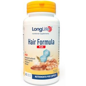LongLife® Hair Formula Plus | Integratore capelli con MSM, biotina, vitamine, minerali ed estratti vegetali | Salute e crescita dei capelli | 60 tavolette | Senza glutine