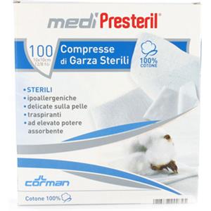 CORMAN Medipresteril Garza Sterile 18x40 cm - 12 Pezzi in Cotone Ipoallergenico e Traspirante