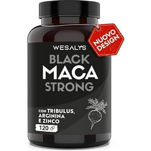 WESALYS Maca Peruviana Nera + Tribulus Terrestris + Arginina + Zinco | Alto Dosaggio | Made In Italy | Mass Gainer | Energizzante | Maca Wesalys