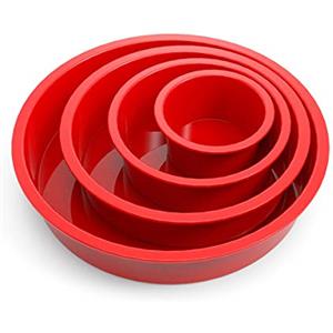 SILIVO Stampi in Silicone per Dolci, 4 Pezzi Stampo Silicone Torta, Antiaderenti e Rilascio Rapido Tortiera Silicone per a Strati, Cheesecake, Torta Arcobal