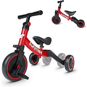 besrey Tricicli 5 in 1 Triciclo per Bambini da 1 a 4 Anni,Triciclo Senza Pedali,Bicicletta Senza Pedali,Rosso
