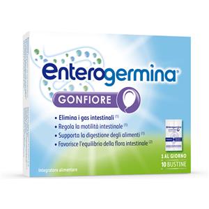 Enterogermina Gonfiore, Probiotici, Enzimi Digestivi, Fermenti Lattici, Adulti, Contro Gonfiore Addominale, 10 Bustine