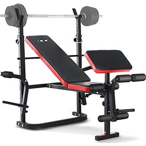 ISE Panca Multifunzione Palestra Casa, Panca Palestra Pieghevole, Panca Multifunzione Regolabile/Supporto Bilanciere, Panca Reclinabile Palestra&Panca Addominali, Panca Piana Leg Extension/Leg Curl