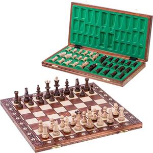 SQUARE GAME SQUARE - Scacchi in legno SENATORE - 41 x 41 cm - Scacchiera & Pezzi degli scacchi appesantiti